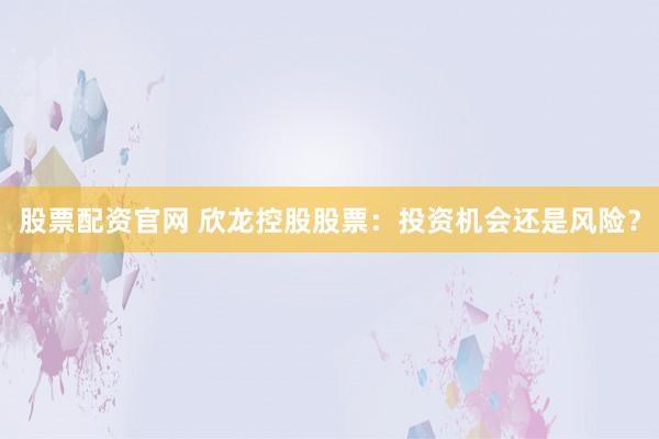 股票配资官网 欣龙控股股票：投资机会还是风险？