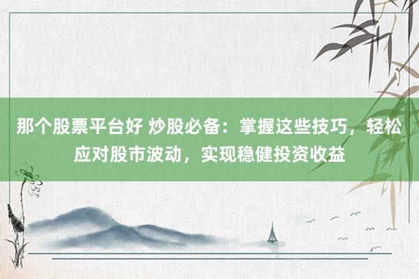 那个股票平台好 炒股必备：掌握这些技巧，轻松应对股市波动，实现稳健投资收益