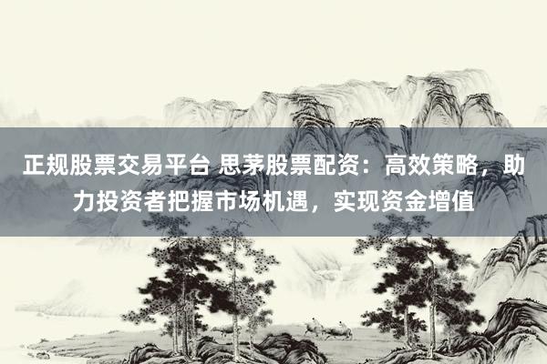 正规股票交易平台 思茅股票配资：高效策略，助力投资者把握市场机遇，实现资金增值