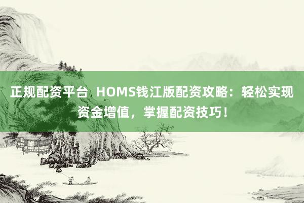 正规配资平台  HOMS钱江版配资攻略:轻松实现资金增值,掌握配资技巧!