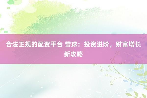 合法正规的配资平台 雪球:投资进阶,财富增长新攻略