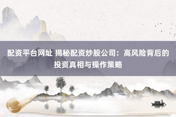 配资平台网址 揭秘配资炒股公司：高风险背后的投资真相与操作策略