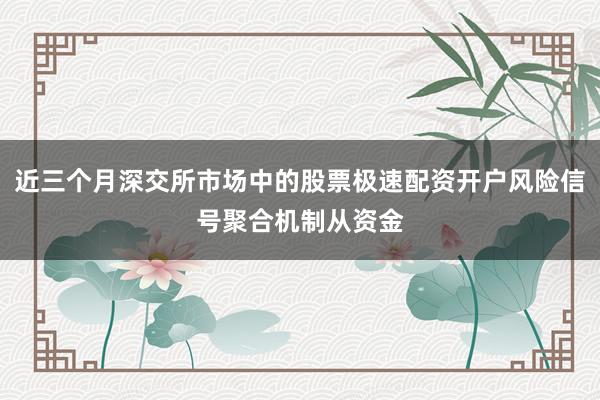 近三个月深交所市场中的股票极速配资开户风险信号聚合机制从资金