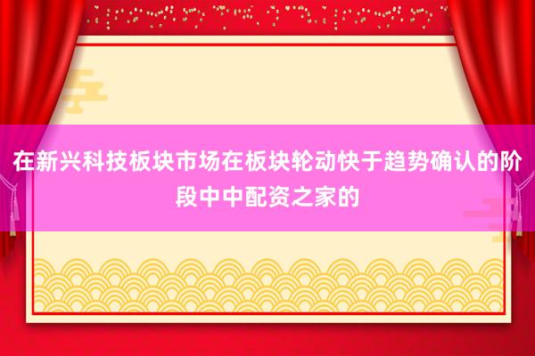 在新兴科技板块市场在板块轮动快于趋势确认的阶段中中配资之家的